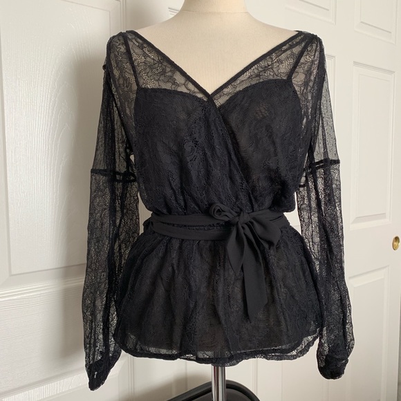 Express Tops - Express Sexy Lace Longsleeve Top